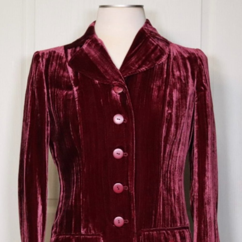 Red Velvet Women Silk Cotton Trench Coat